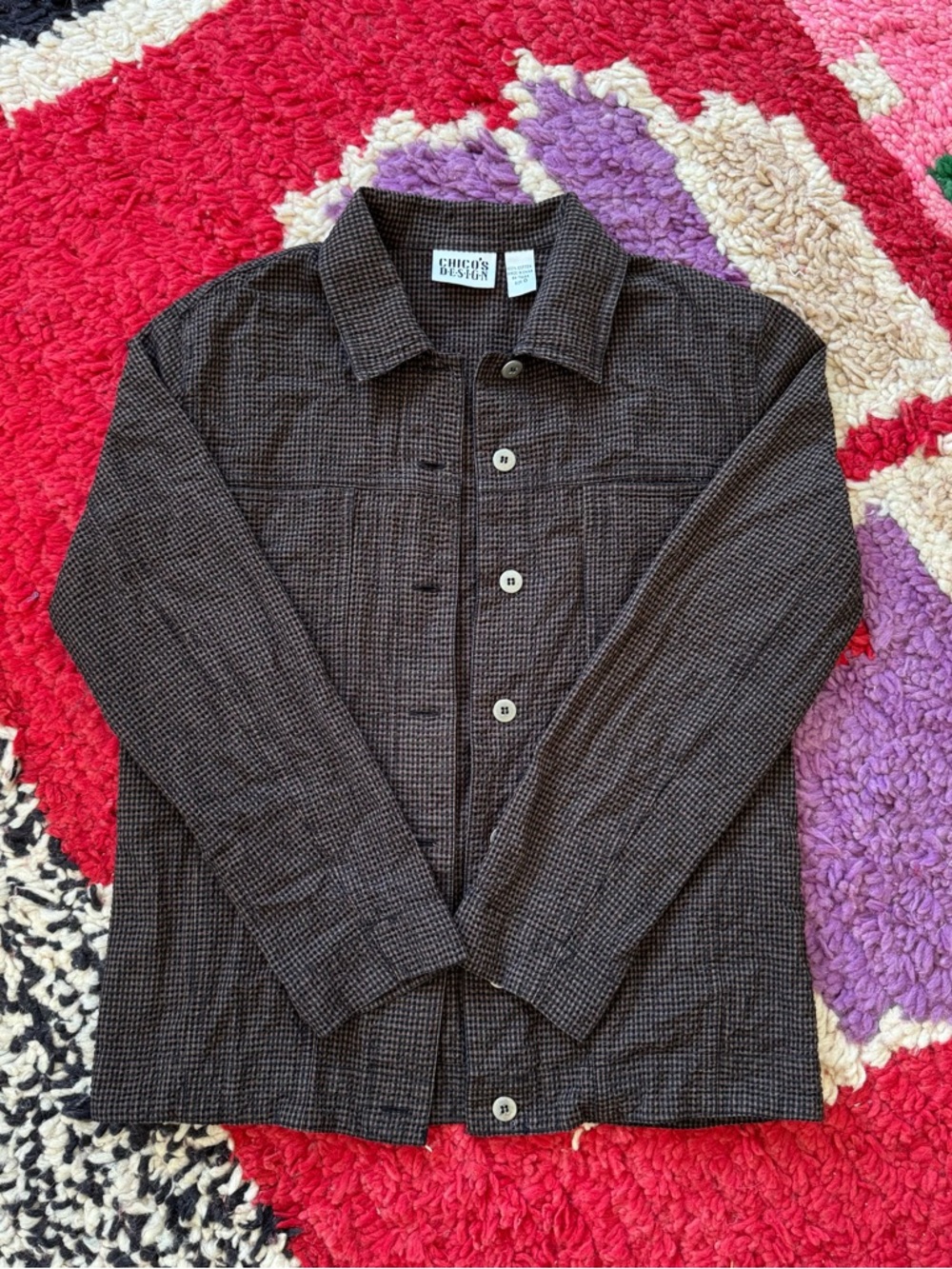 Vintage Gingham Button-Up Jacket